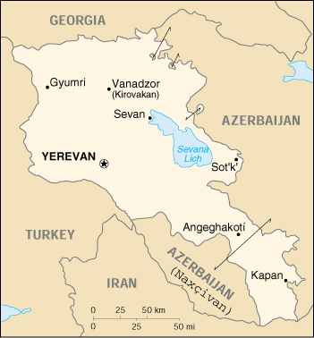Map of Armenia, Yerevan - Asia